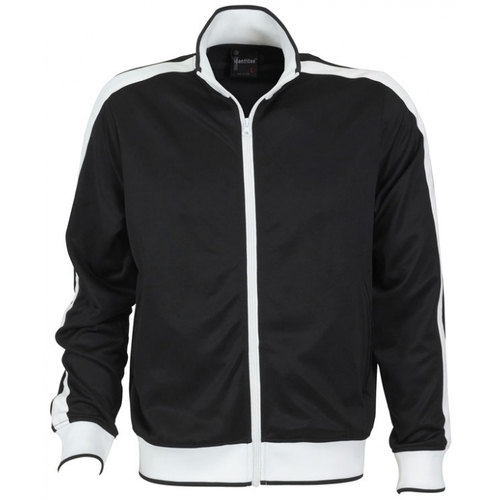 Identitee Mens Varsity Track Top Jacket Tracksuit Warm Winter Jumper Long Sleeve - Black/White - 3XL