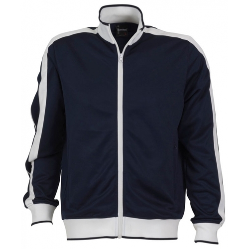 Identitee Mens Varsity Track Top Jacket Tracksuit Warm Winter Jumper Long Sleeve - Navy/White - 3XL