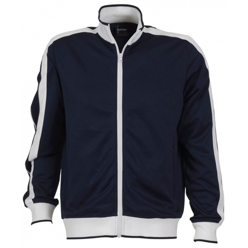 Identitee Mens Varsity Track Top Jacket Tracksuit Warm Winter Jumper Long Sleeve - Navy/White - XXL