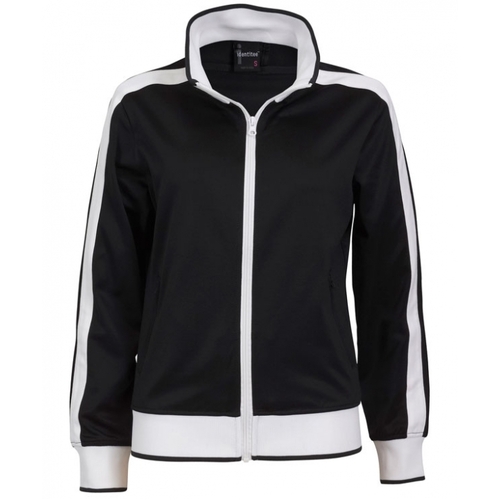 Identitee Ladies Track Top Jacket Tracksuit Warm Winter Full Zip Varsity Jumper - Black/White - S (6-8)