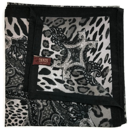 DENTS Ladies Animal Print & Paisley Scarf MADE IN ITALY Womens Warm Winter - Black