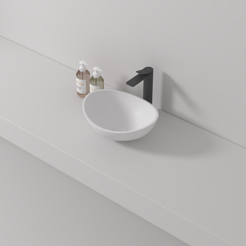 Curved Top Edge Basin Cast stone - Solid Surface Basin 420mm