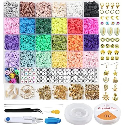 6000pcs Heishi Flat Beads for DIY Jewellery Making 24 Colours Polymer Clay Beads for Bracelet Making Kit for Girls