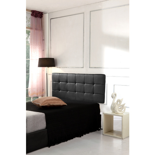 PU Leather Queen Bed Deluxe Headboard Bedhead - Black