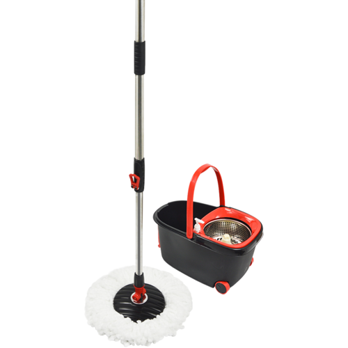 Spin Rotating Mop and Bucket Set with Wheels and 4 Microfibre Mop Heads