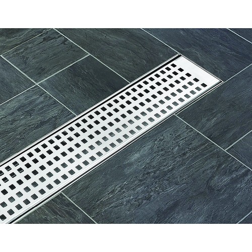 900mm Bathroom Shower Stainless Steel Grate Drain w/Centre outlet Floor Waste Square Pattern