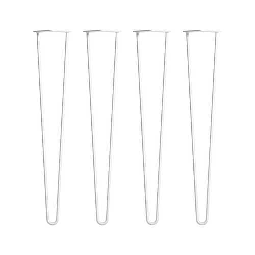 Set of 4 Industrial Retro Hairpin Table Legs 12mm Steel Bench Desk - 71cm White