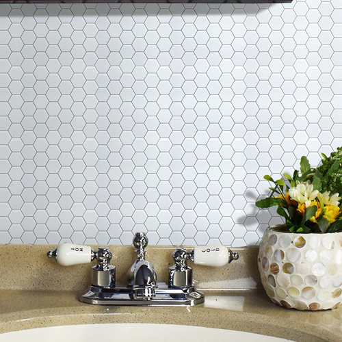 Tiles 3D Peel and Stick Wall Tile Hexagon White (30cm x 30cm x 10 sheets)