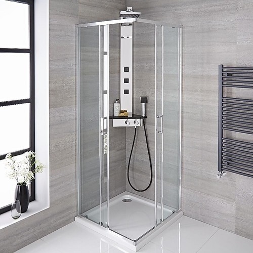 Adjustable 900x1100mm Double Sliding Door Glass Shower Screen in Chrome