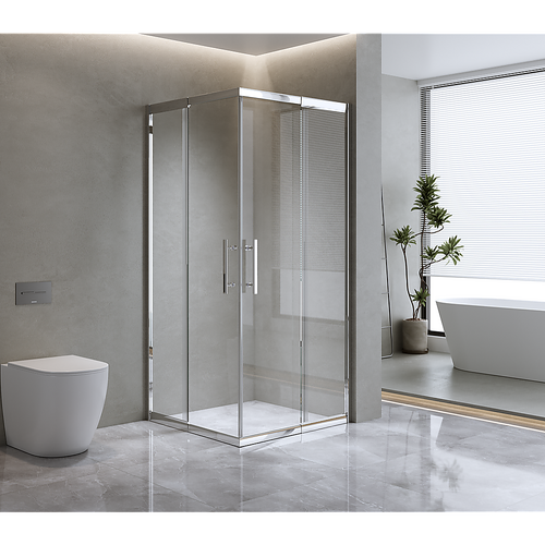 Adjustable 1200x900mm Double Sliding Door Glass Shower Screen in Chrome