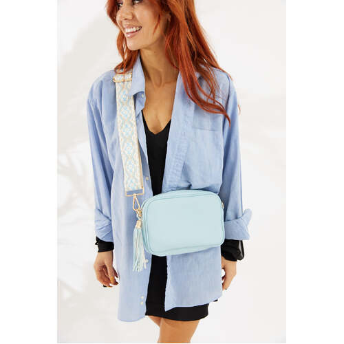 Vegan PU Leather Miami Crossbody - Light Blue